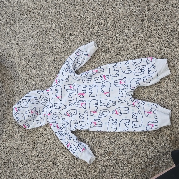 Cozy White Polar Bear Print Baby One Piece - Picture 2 of 3